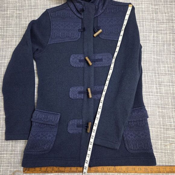 PATAGONIA Better Sweater Icelandic Coat Toggle Blue Black Hood Women's S/M DESC - Picture 7 of 14